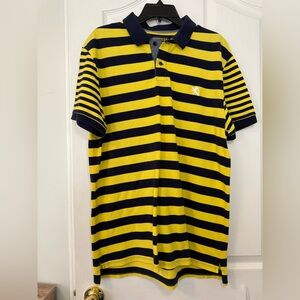 Express Yellow and Black Striped Polo Shirt XL Slim Fit